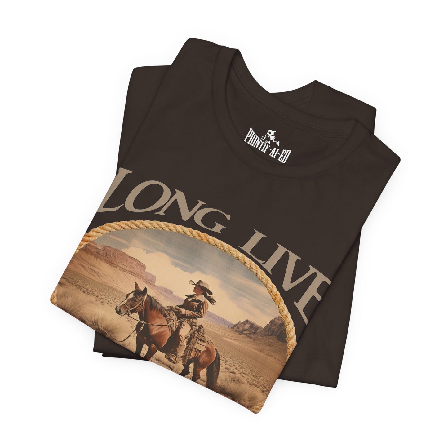 Printif-AI-ed Women's Long Live Cowgirls Premium Tee