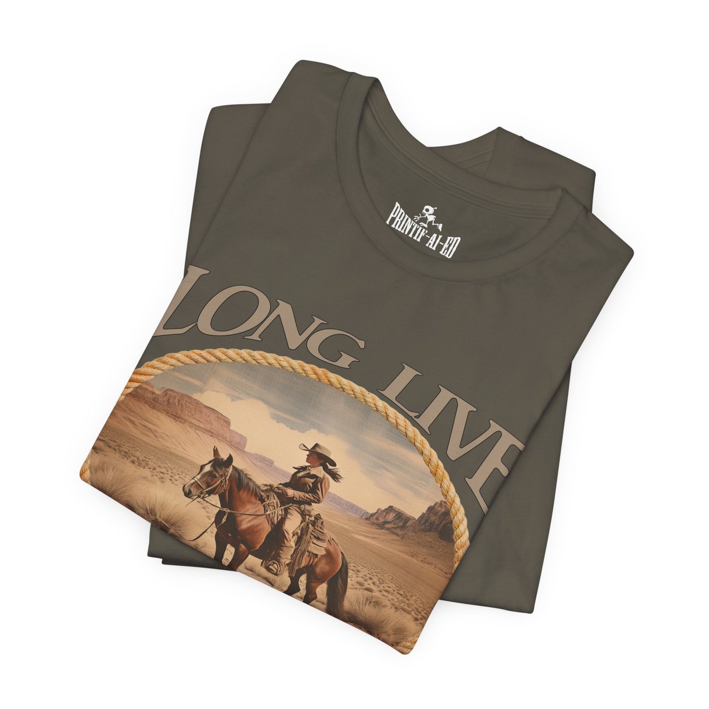 Printif-AI-ed Women's Long Live Cowgirls Premium Tee